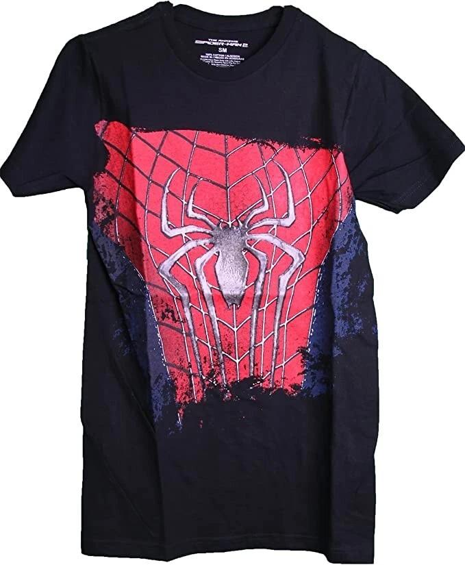 Marvel The Amazing Spiderman 2 Mens Spiderman Costume Cosplay Black Shirt New S L