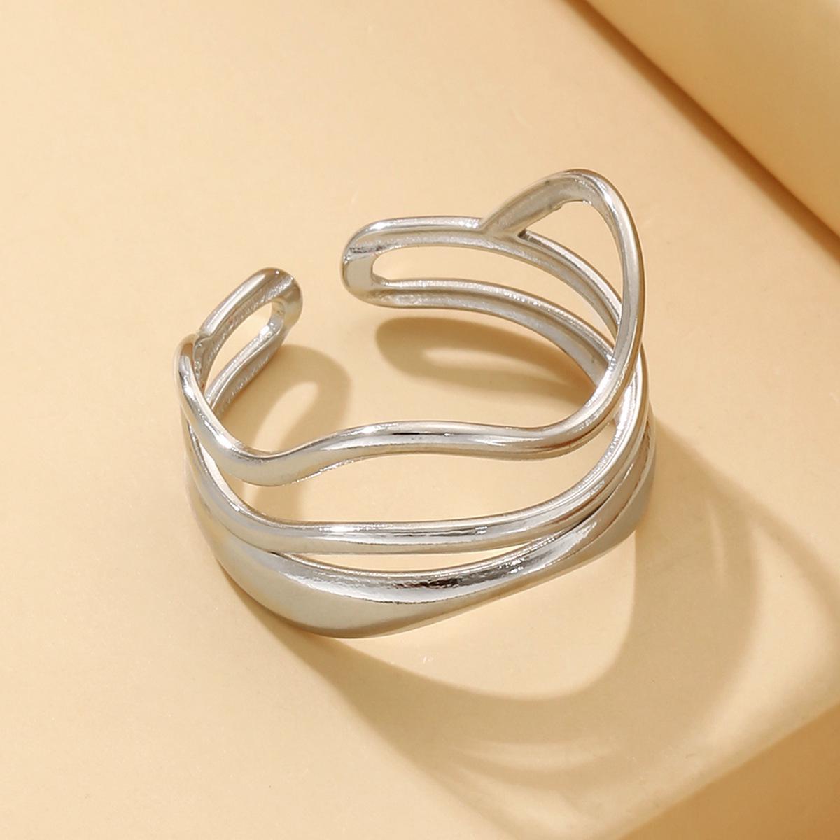 Stainless Steel 18K Gold Open Finger Ring with Vacuum Plating
