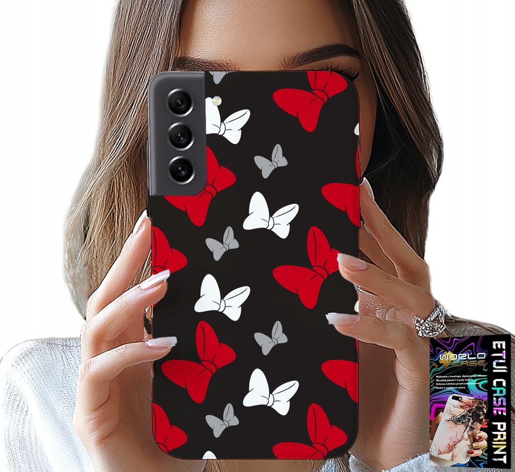 Etui Do Samsung Galaxy S22 - Kokardki Czerwono Białe Myszka, Wzory