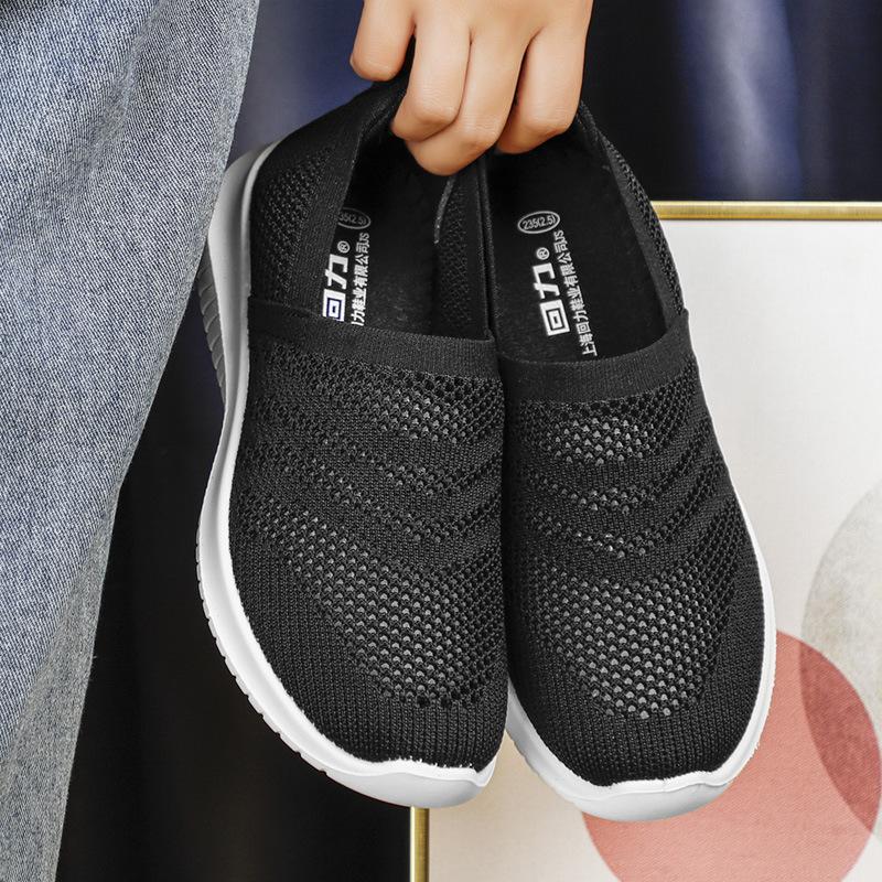 

Женские туфли с застежкой-молнией, летние, полые, дышащие, сетчатые, с одной педалью, рабочие туфли, повседневная обувь, мягкая подошва, легкий вес, нескользящий 35