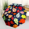 1pc Autumn Leaves Automatic Open 8-Rib Windproof Umbrella, Travel & Commuting, Suitable for All Seasons