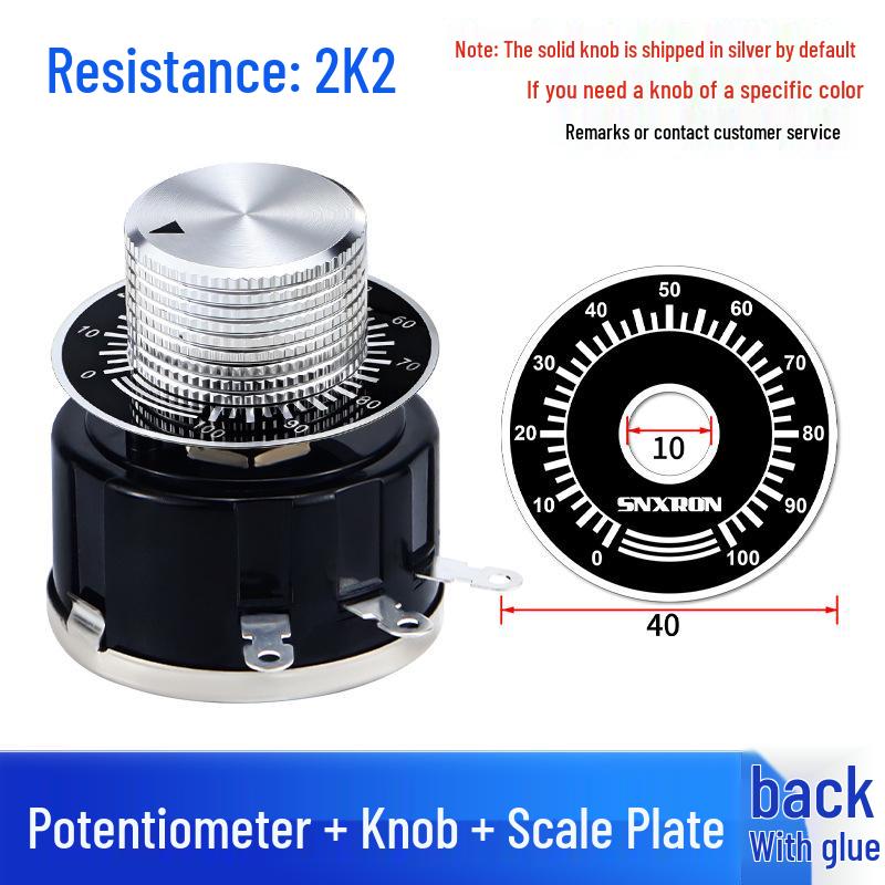 WX112 050 Adjustable Single-Turn Wirewound Potentiometer: 47, 560 Ohm, 1K, 2.2K, 4.7K, 10K, 47K Knob