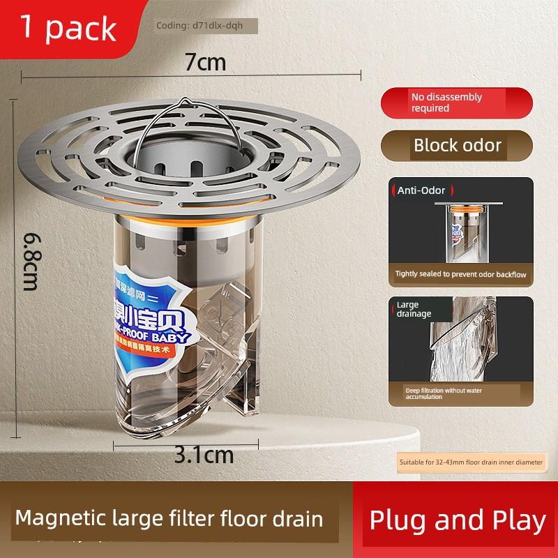 German Anti-Odor Drain Core Bathroom Insect-Proof Hair Filter Net Sewer Pipe Anti-Odor Sealing Cover