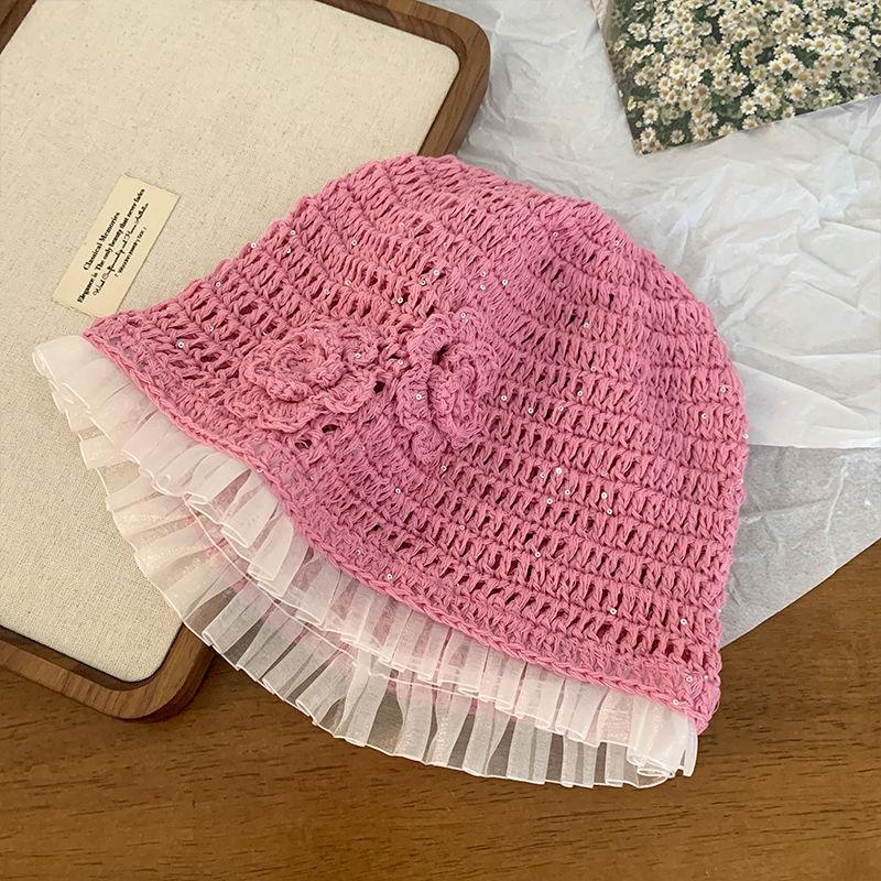 Handmade Hats Stacked Thin New Woven Hollow Retro Knitted Literary Bag Head Wool Hat Women