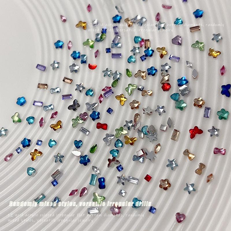 12 Grids Mix 3D Flatback Nail Mini Diamonds For Nail Art Glitter Charm Decor Diy Manicure Art Accessories
