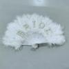 Bride Feather Fan Faux Pearl Design Ultralett Folding Fan Bryllupsforlovelse Brudedusjdekorasjon