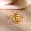 Summer Beach Style Gold Color Open Rings Stainless Steel Starfish Seashell Palm Tree Anillos Waterproof Ring Jewelry For Women