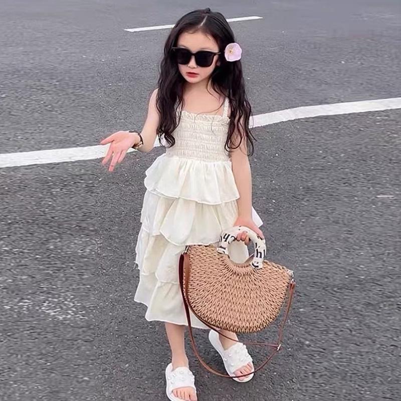 Girls Summer Dress Children Layers Slip Long Gown Kids Birthday Party Vestidos Clothes Teenager Casual Sling Clothing