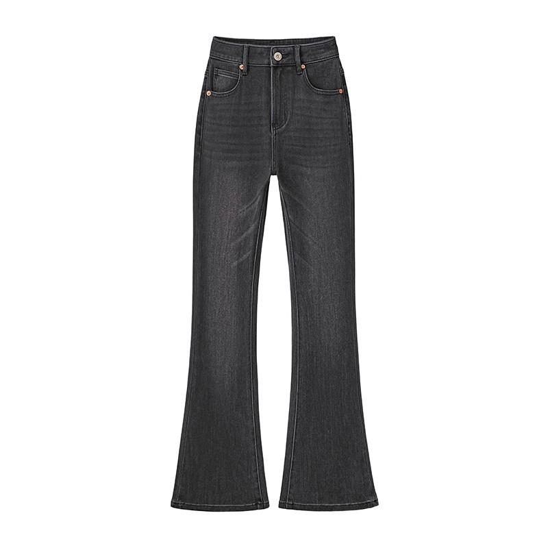 

Брюки супермодели/гигантские узкие черные серые джинсы с высокой талией и легким клешем женские эластичные облегающие бедра 25 осенние модели 25 (40-45kg)