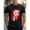 Men's Printed Short-sleeve T-shirt, Breathable Summer Half-sleeve Top,Stylish and Casual, Machine-washable ,Comfortable Fit