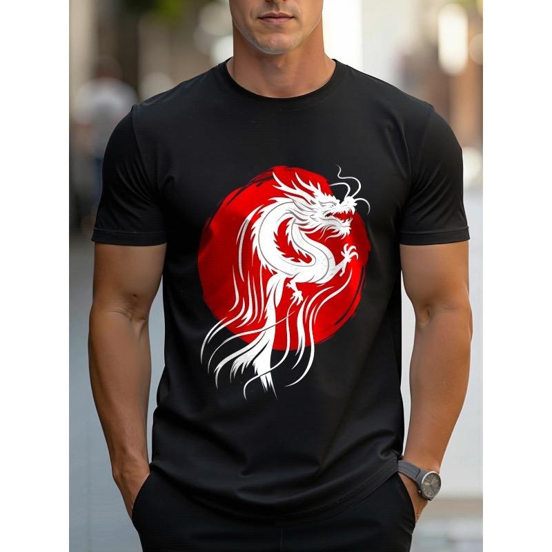 Men's Printed Short-sleeve T-shirt, Breathable Summer Half-sleeve Top,Stylish and Casual, Machine-washable ,Comfortable Fit