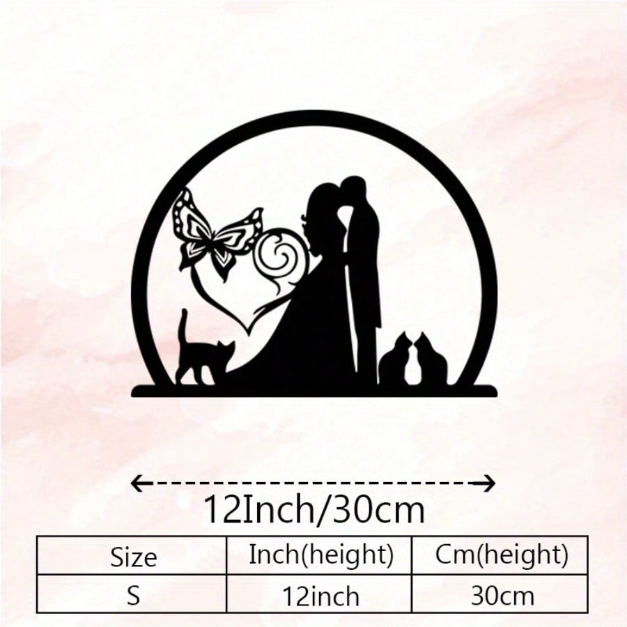 

Vintage Cat Couple Metal Wall Art Romantic Silhouette Rust Resistant Iron Home Decor Gift різнокольоровий