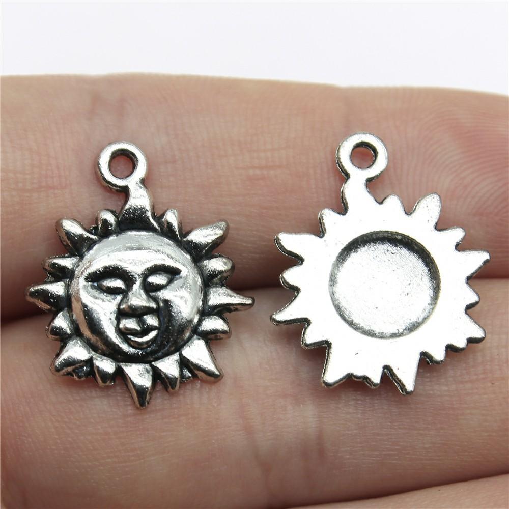 20pcs Sun Pendant Charms Antique Silver Color Sun Charms Jewelry DIY Sun Charms For Bracelet Making