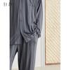 Xuan Liang Men's Pajamas Spring and Autumn Modal Long Sleeve Striped High End Ice Silk Cool Loose Home Clothing Set