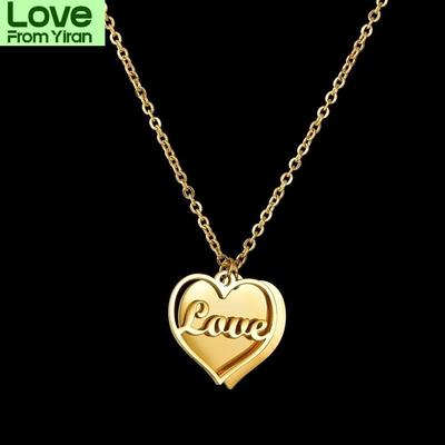Custom Stainless Steel Double Hearts Name Necklace Personalize Hollow Love Heart Nameplate Women Choker Necklaces Christmas Gift