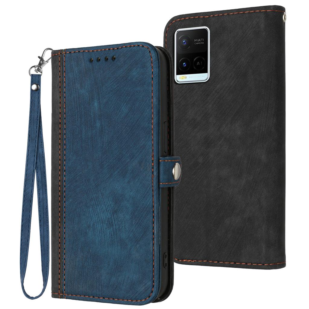 Seitliche Schnalle, doppelt gefaltete Lederhülle, Brieftaschenformat, Kartentasche, Handyhülle für vivo Y20, Y11s, Y12s, Y31, Y53s 4G, Y33, Y70s, Y35, Y22s, Y22, Y77, Y55, Y75 5G, Y100...