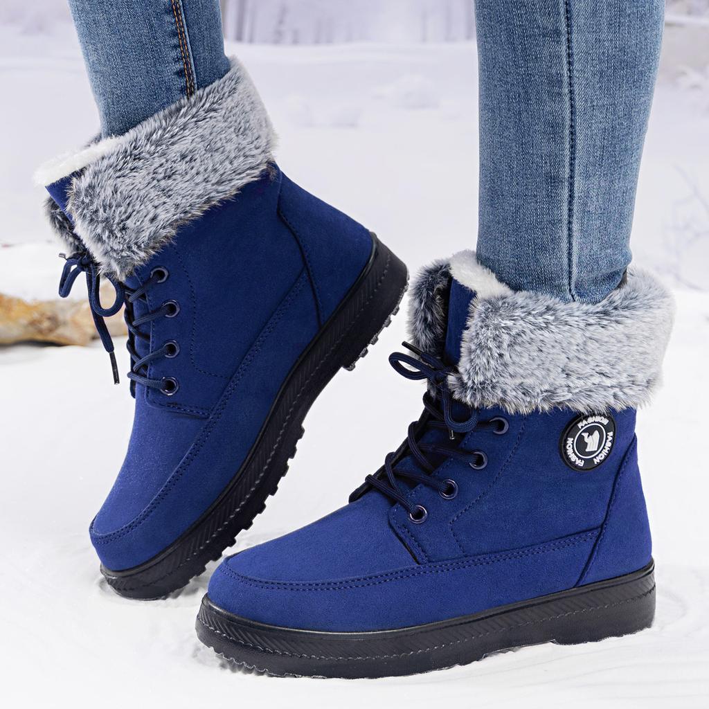 Damen-Schneestiefel, hohe Baumwollstiefel, kältefest und warm, Damen-Baumwollschuhe mit Samtfutter, vielseitige Stiefel mit weicher Sohle