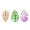 10 30pcs/lot Gradient Leaf Shaped Glass Pendant Beads Transparent Spacer Beads For DIY Bracelet Necklace Making Accessories
