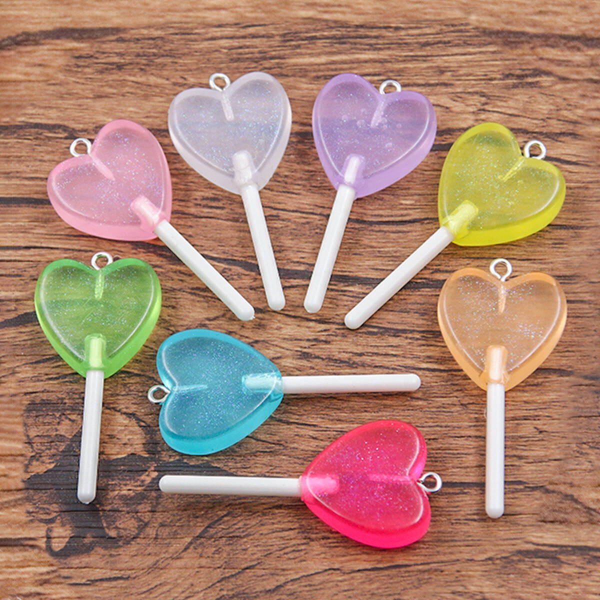 

SW44 5Pcs 3 Styles Mix Color Star Round Heart Lollipop Charms Diy Findings 3D Keychain Bracelets Earrings Pendant Jewelry Making 5PCS