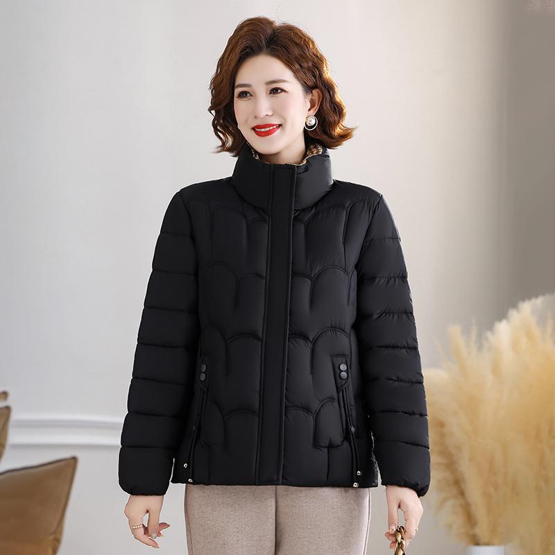 

Женская куртка Осень Зима Легкое Пуховое Хлопковое Пальто Женское Воротник-стойка Повседневная Короткая Теплая Верхняя одежда Дамы XL чёрный