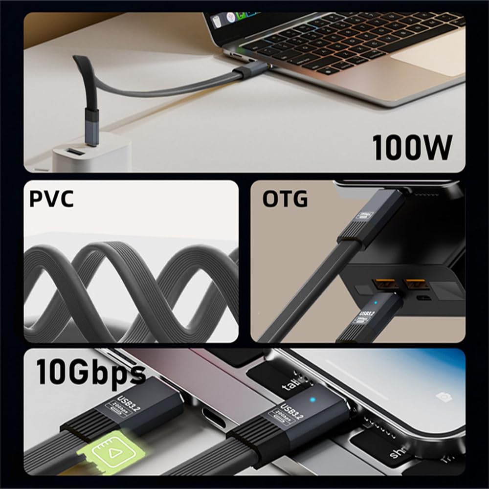 Cablecc 20Gbps USB4 Plochý Tenký FPC 20cm Kabel, Kabel, 100W, 8K@60Hz, 5K@60Hz, USB4.0, Thunderbolt3/4,