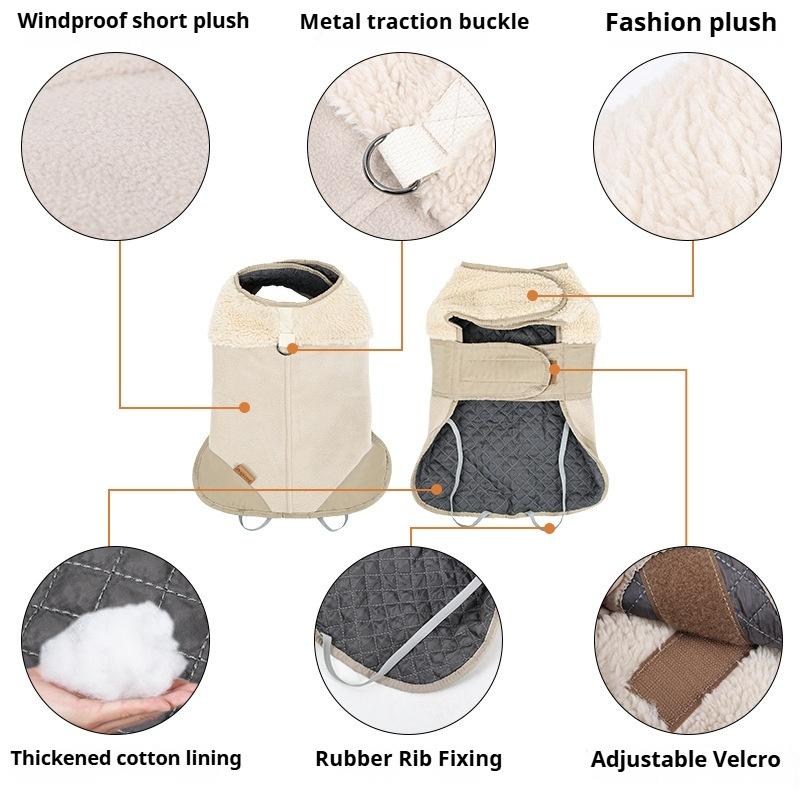 Pet Supplies Autumn and Winter Lambskin Splicing Cotton Jacket Coat Warm Casual Clothing Dog Four-legged Clothes
