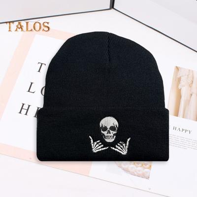 Winter Beanie Hat Men Women Knit Skull Embroidered Warm Beanie Thick Stretchy Unisex Beanie Hat for Daily Wear Outdoor Sports