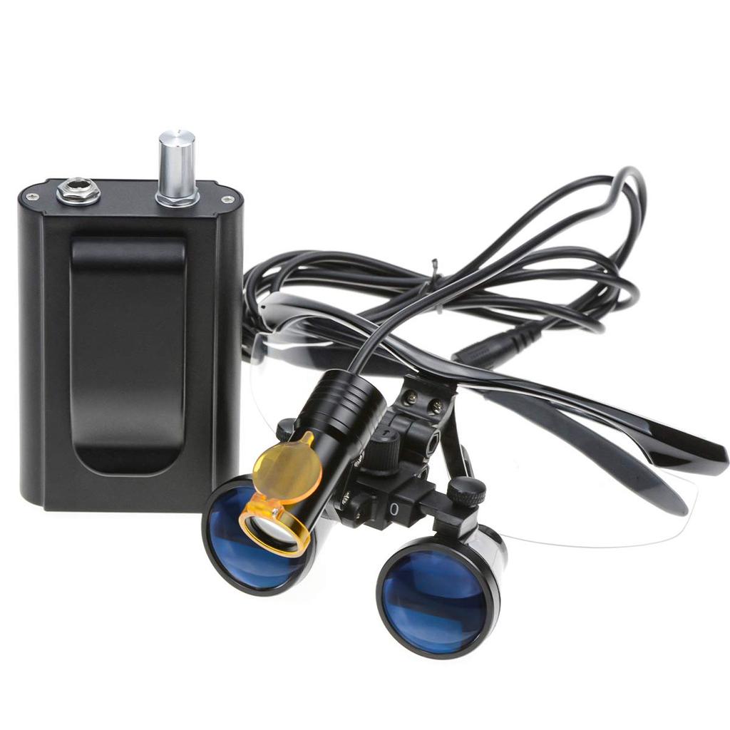 EUSTOMA 3.5x Magnifying Glass, 3.5X Binocular Loupe with 5W Clip-on LED Light, Seat-Mounted LED Lamp, Binoculars with Cloth Bag Storage Case,