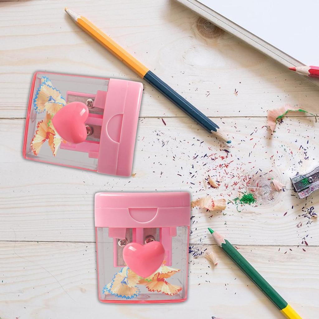 Double Hole Pencil Sharpener With Lid Portable For Classroom & Home Use Sharpener For Colored Standard Pencils