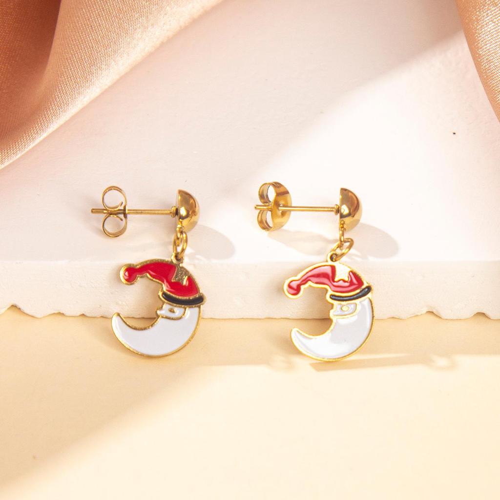 High-End Versatile Christmas Earrings: Stainless Steel Studs, Ear Clips, and Dangle Jewelry