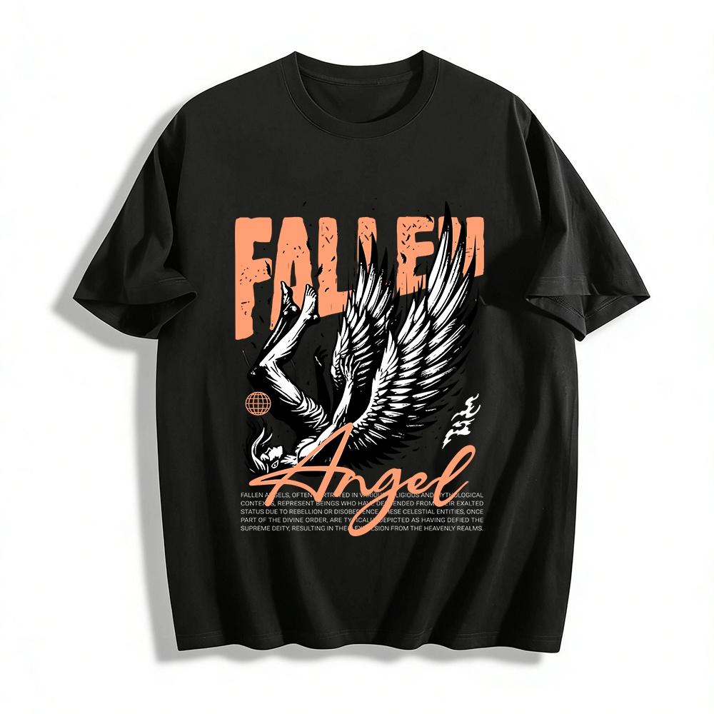 

Vintage Fallen Angel Print Streetwear Unisex Dark Style Casual T-shirt Pure cotton T-shirt XXS