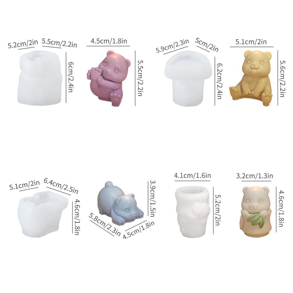 Silicone Molds Panda Candle Molds Handmade DIY Soap Baking Molds Bamboo Shoots Resin Casting Molds for Candle Making