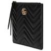 Gucci GG Marmont Ferragens Douradas Claras Fechamento com Zíper Bolsa de Mão de Couro Pequena Feminina Preta
