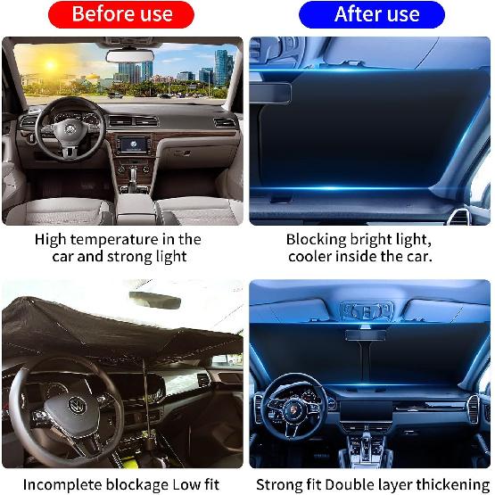 Double Thickened Vehicle Windshield Shade, Sun UV Blocker Cover For Front Window, Baby Sunshade Heat Reflector In Car, Car Shield Accessories