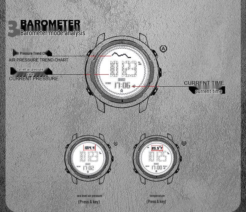 Men's Multifunctional Outdoor Sports Smartwatch: Altimeter, Barometer, Compass, Thermometer, Waterproof for Running & Mountaineering