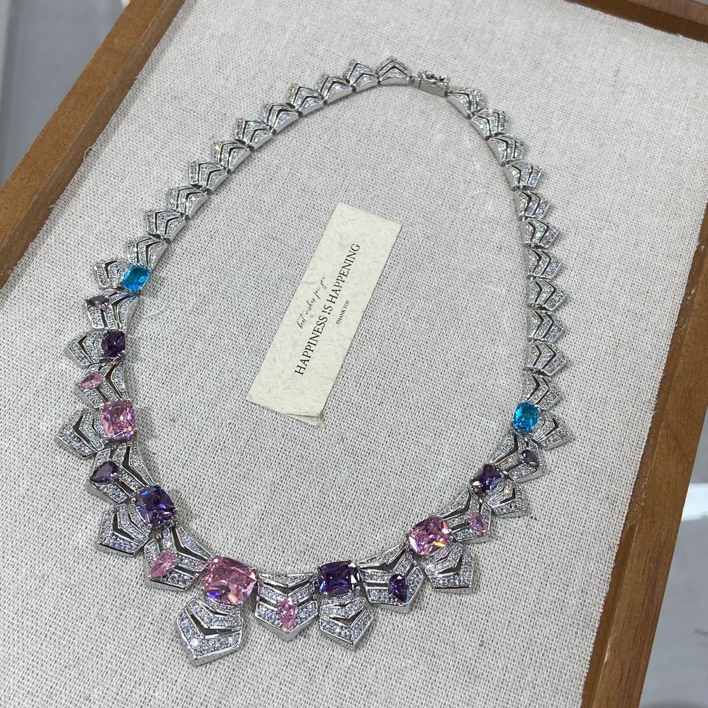 Bridal Accessories Necklace Fashion Zircon Haute Couture Jewelry Women'S Necklace Earrings Premium Two-Piece Set