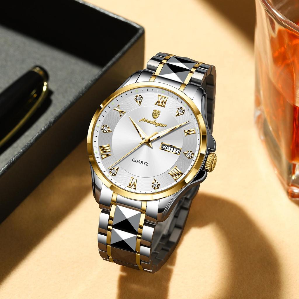 Casual Style Quartz Business Wrist Relojes 3ATM Water Resistant Stainless Steel Luminous Watch for Men
