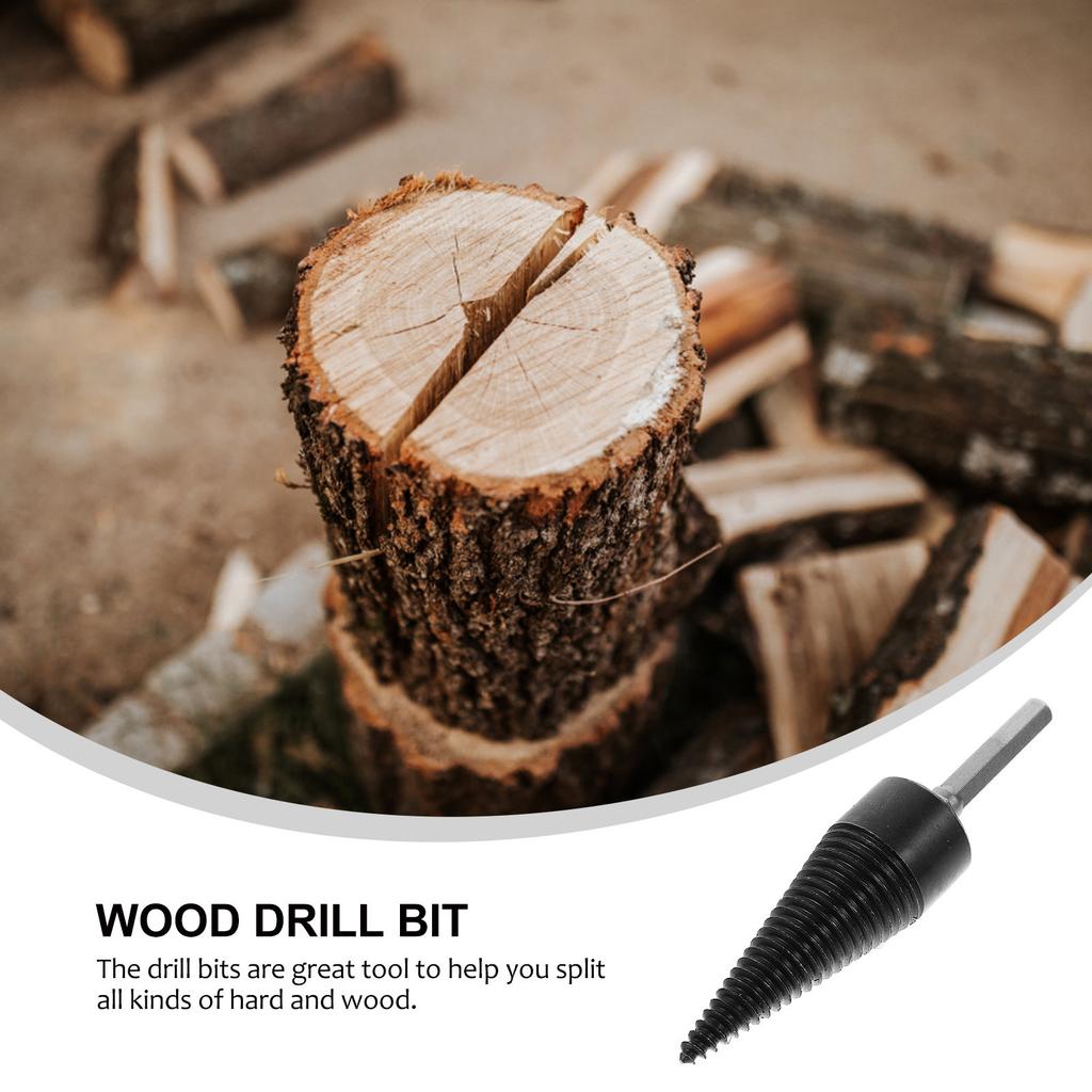 1Set Wood Splitting Drill Bits Electric Chopping Tool 32Mm Hexagonal Triangle Handle High Steel Anti Skid Resistant