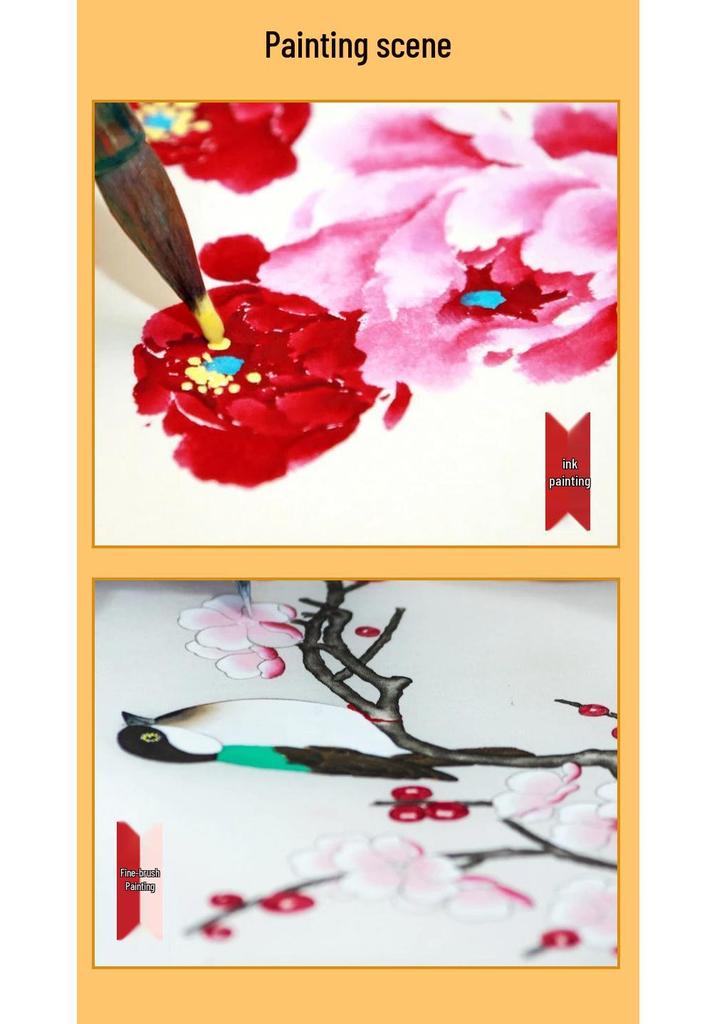 Mali 12-Color Chinese Painting Pigment Set for Beginners - 5-Piece Ink Wash Tool Pack