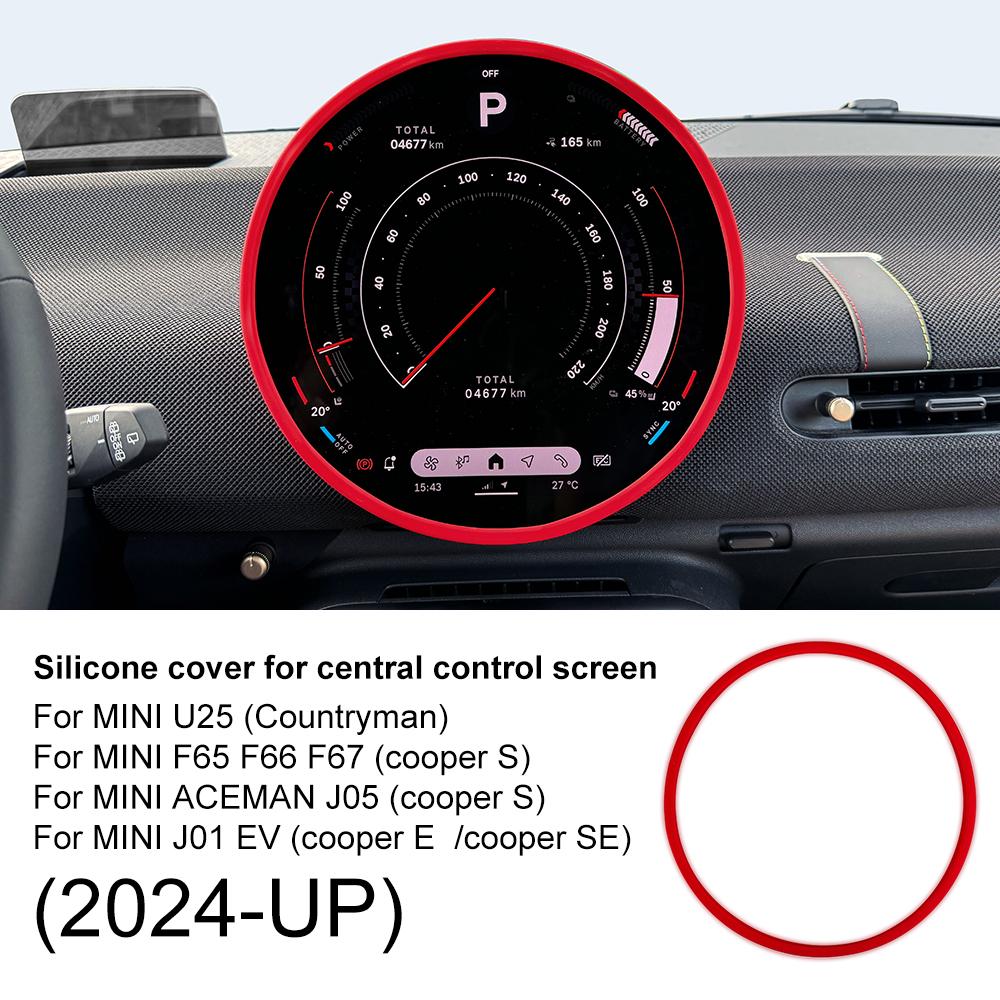 For MINI Cooper S F65 F66 F67 Countryman U25 J01 EV E SE 2024-2026 Silicone Central Control Screen Protective Frame Edge Cover