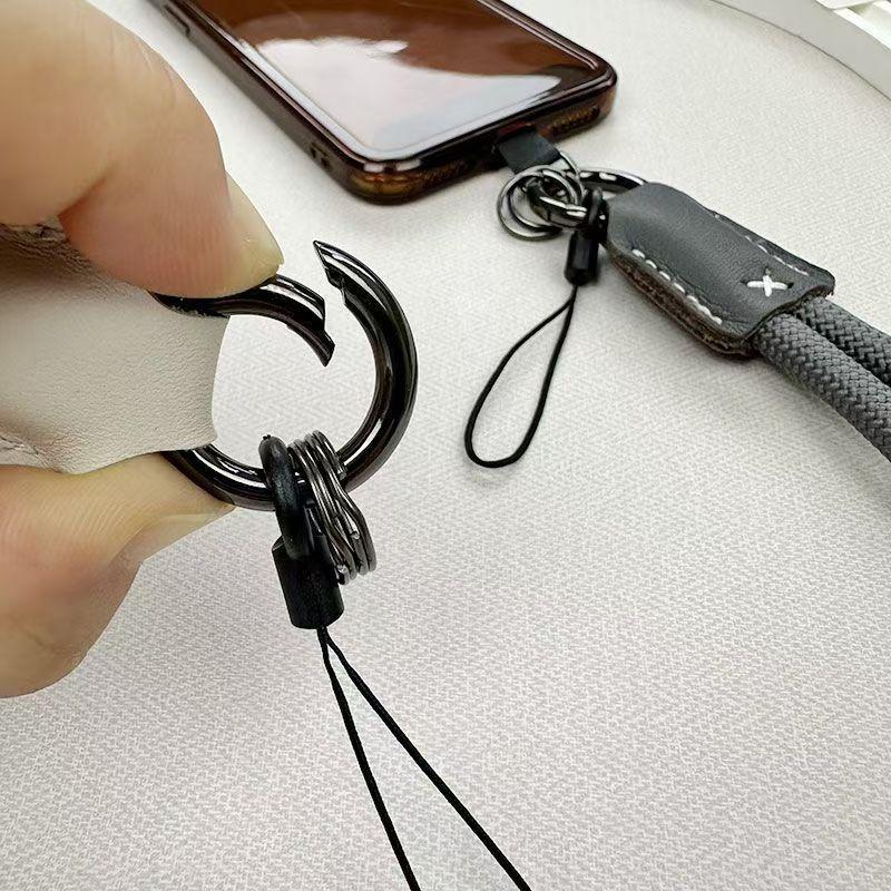 Premium Braided Lanyard With Leather Accent, Nylon Wrist Strap, Outdoor Anti-Lost Keychain, Secure Phone Tether With Clip Decora