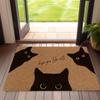 Polyester Black Cat Welcome Doormat - Machine Washable, Printed "Hope You Like Cats", Suitable for Front Door, Indoor/Outdoor