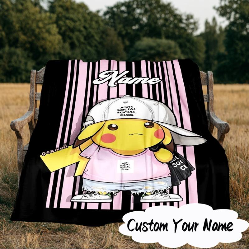 Custom Name Pika Urban Fashion Blanket Ideal Bedding Blanket Perfect for Travel, Camping, Living Rooms, Offices, Sofas, Fan Christmas gift