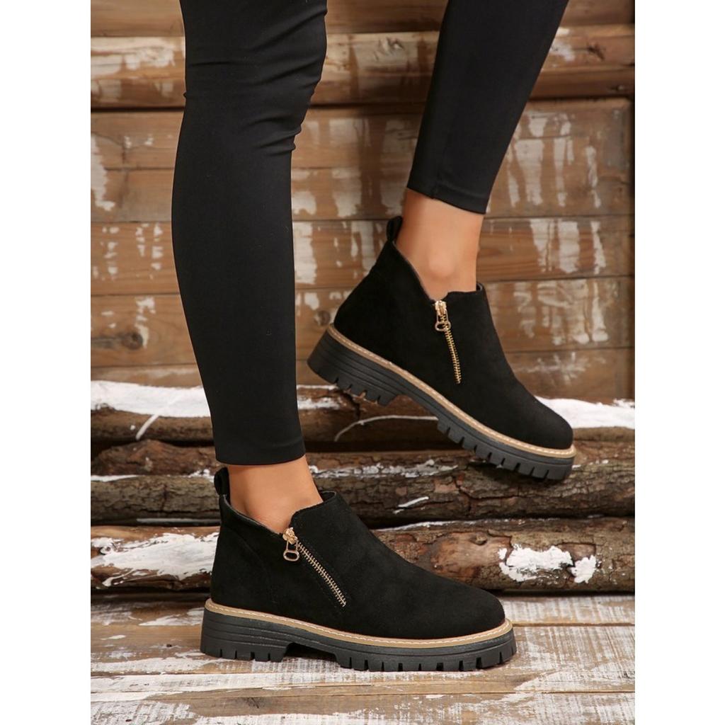Large Casual Short Boots for Women, High Top Casual and Fashionable Short Boots for Women In Autumn and Winter, Casual Single Shoes for Women