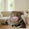 Trendige Rosa Retro Leopardendecke Warm Weich Geeignet für Schlafzimmer Sofa Bett Wohnzimmer Büro Reise Camping Geschenke