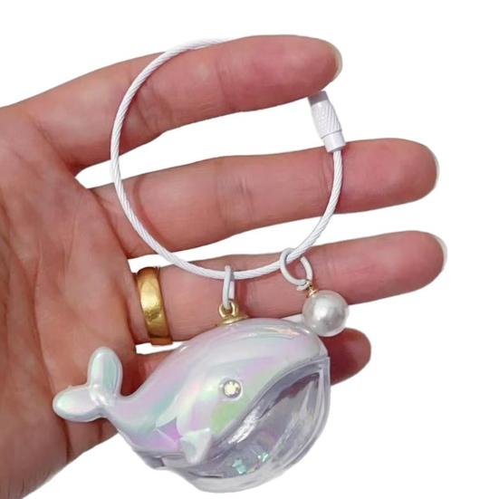 1/2/3Pcs Key Chain Faux Pearl Whale Shape Charm Keychain with Bangle Bags Backpacks Key Holder Decorative Bag Accessory