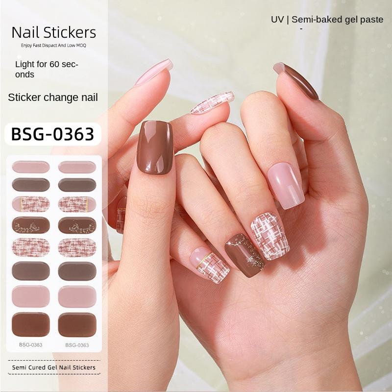 

Наклейки для маникюра с гелем, горячее тиснение, УФ-терапия, полуотвержденные наклейки для ногтей BSG-0363