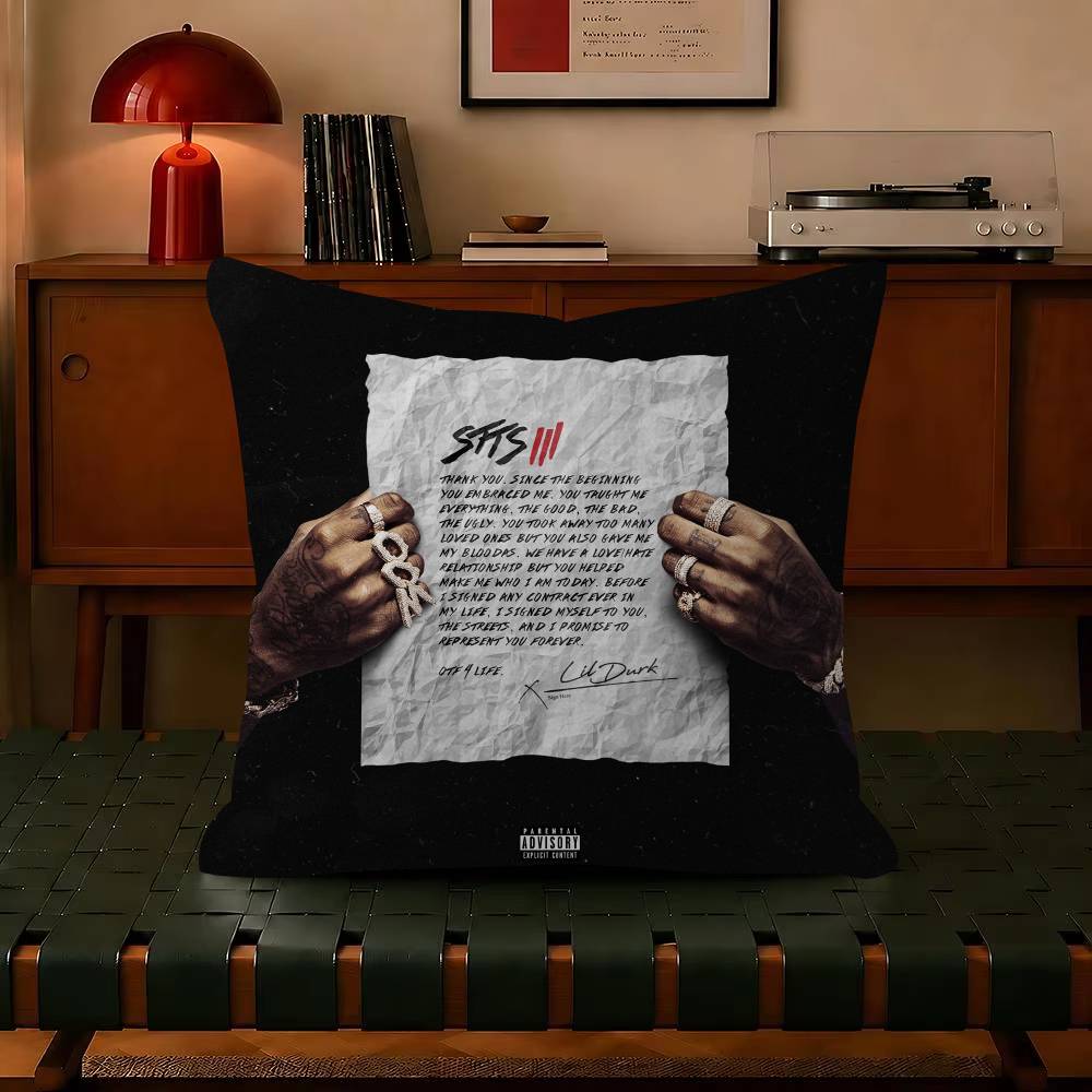 Rapper Lil Durk Deep Thoughts Pillow Gift Home Office Decoration Bedroom Sofa Car Cushion Cover case 45x45