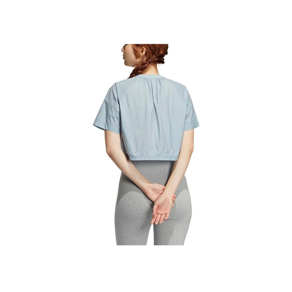 Adidas Originals Short Sleeve Logo T-Shirt Women Tops Blue HP0097