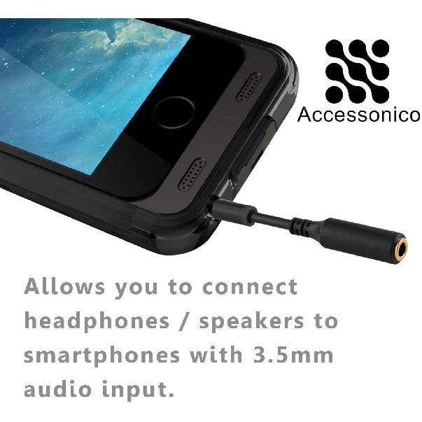 Accessonico 3 Pack Headset Audio Jack Extender, 3.5mm Headphone AUX Extension Adapter for Juice Pack, for Battery Charger Case, Power Case, for
